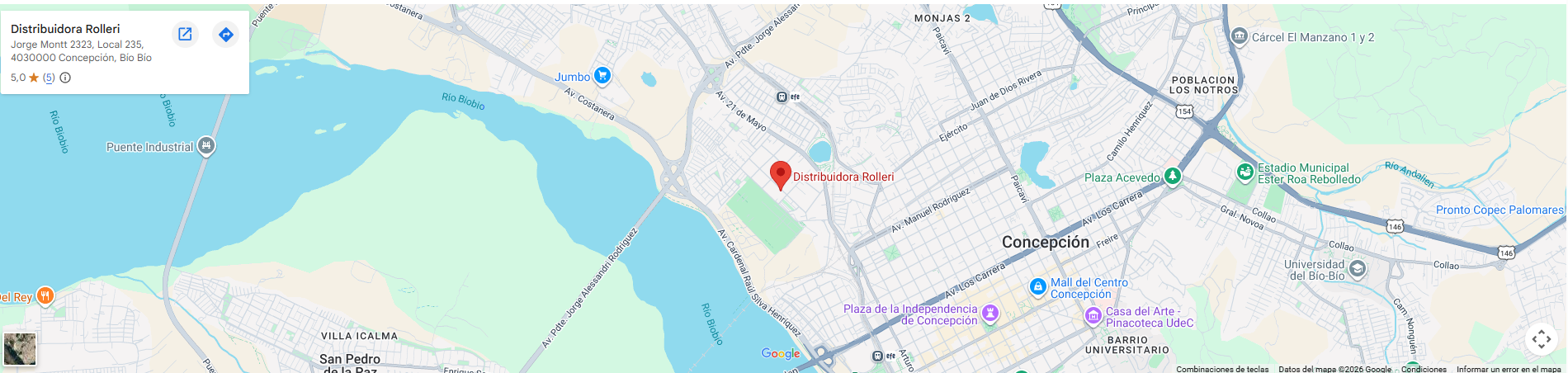 Mapa de la ubicación de Distribuidora Rolleri en Concepción