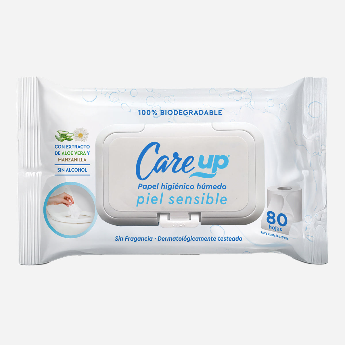 PAPEL HIGIENICO HUMEDO CARE UP PIEL SENSIBLE 80U