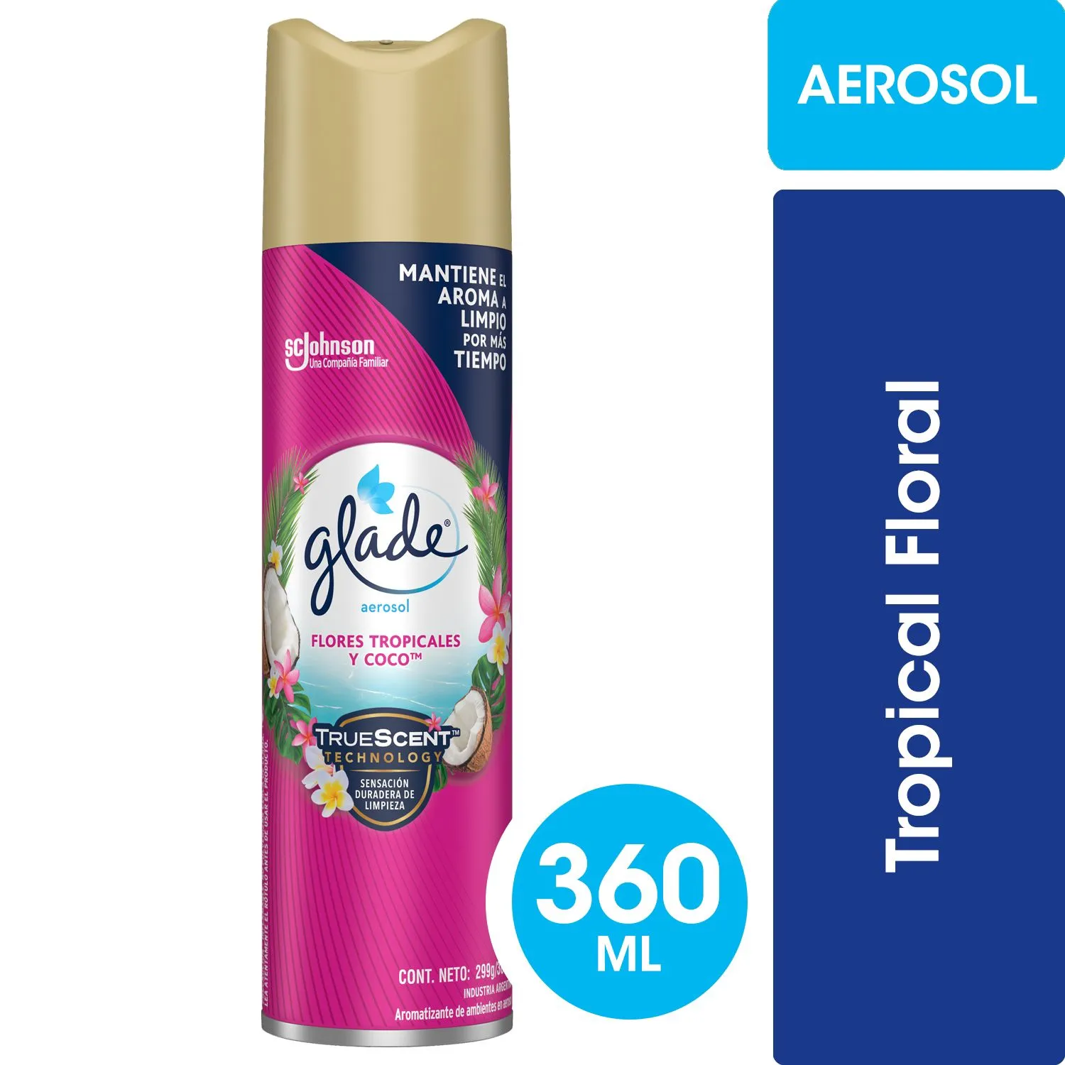 DESODORANTE AMBIENTAL FLORES TROPICALES Y COCO GLADE 360CC