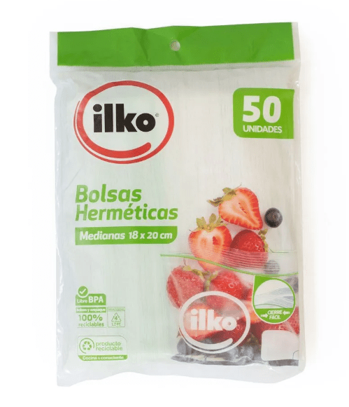 BOLSA HERMETICA MEDIANA 18X20 ILKO 50U