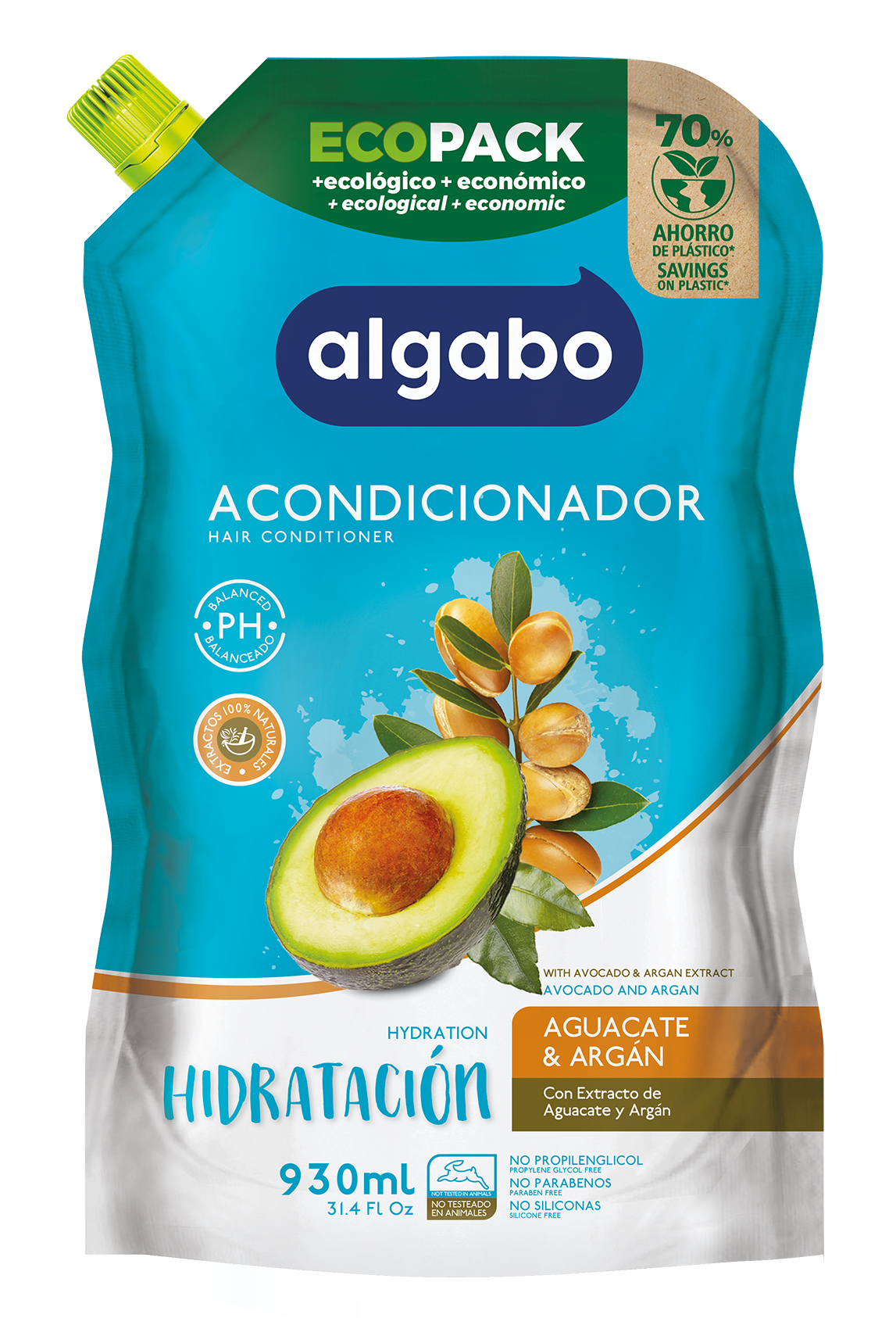 ACONDICIONADOR DOYPACK ALGABO AGUACATE Y ARGAN 930ML