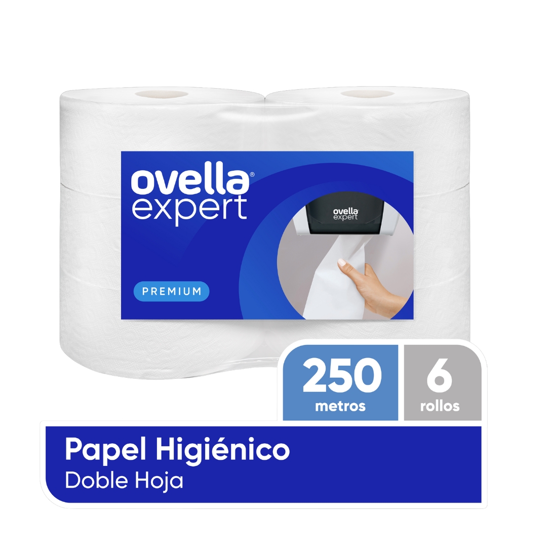 PAPEL HIGIENICO DOBLE HOJA OVELLA 6X250 MTS